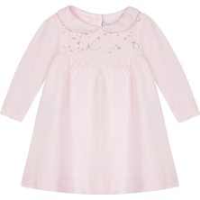 Tartine et Chocolat Pembe Nakışlı Uzun Kollu Kız Bebek Twill Elbise