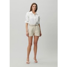7 For All Mankind Krem Denim Şort
