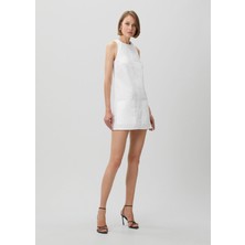 Courreges Beyaz Mini Poplin Elbise