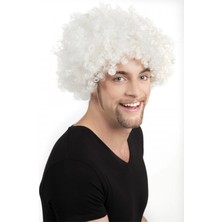 Nacario Mey Ithalat® Beyaz Renk Kıvırcık Afro Bonus Peruk
