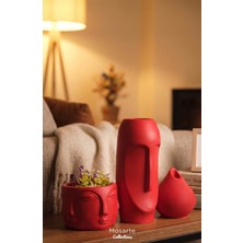 Mosarte Atelier Red Series 2 - Modern Kırmızı Vazo & Heykel Seti - Kırmızı Renk