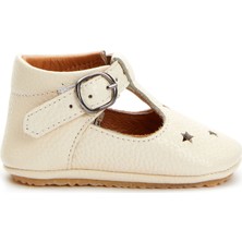 Atelier by Baby Ekru Yıldızlı El Yapımı Unisex Bebek Deri Ayakkabı