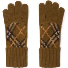 Burberry Haw Cashmere Blend Haki Desenli Kaşmir Erkek Eldiven