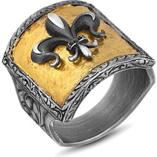 Boga Square Fleur De Lis Erkek Altın Yüzük