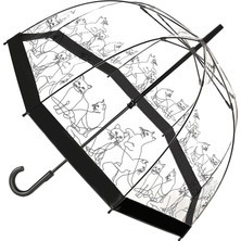 Fulton Birdcage® 2 Cats Desenli Şeffaf Kadın Şemsiye
