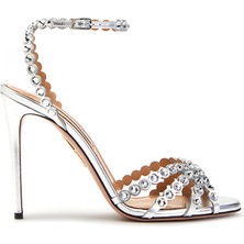 Aquazzura Silver Kadın Deri Sandalet