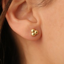 Nox Jewelry 14 Ayar Altın Kaplama Top Gümüş Küpe - Minimal Üçlü Top Detaylı Küpe Günlük Şık Tasarım