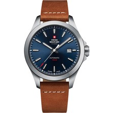 SWISS MILITARY BY CHRONO SMA34077.09 Gümüş Deri Erkek Kol Saati