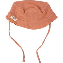 Totzee Mercan Rengi Müslin Bucket Bağcıklı Unisex Bebek Şapka