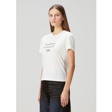 Acne Studios Regular Fit Kırık Beyaz Logolu T-Shirt