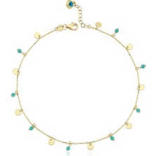 Hamza Yılmaz Jewelry Firuze Pul 14 Ayar Altın Kadın Halhal