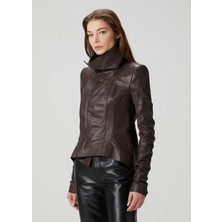 Rick Owens Bordo Asimetrik Deri Ceket