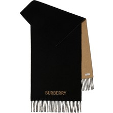 Burberry Knight Çift Taraflı Siyah Kaşmir Unisex Atkı