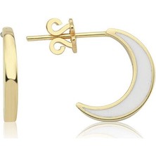 Hamza Yılmaz Jewelry Moon Mineli 14 Ayar Altın Kadın Küpe