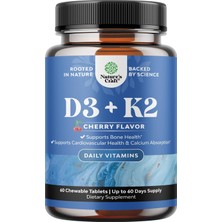 Natures Craft Vitamin D3 With K2 Mk7 Daily Supplement - Vitamin D3 2000 Iu 60 Chewable Tablets - Cherry Flavor