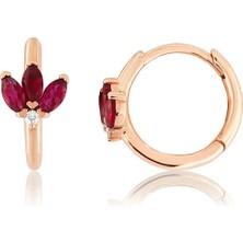Venta Jewelry Yakut Pırlanta Taşlı 14 Ayar Rose Altın Halka Küpe