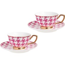 Cristina Re Kazayağı Desenli Bone China Fuşya 2'li Kahve Fincanı