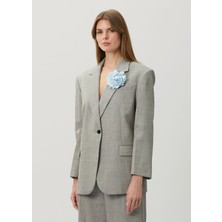Sandro Layden Gri Broş Detaylı Yün Blazer