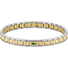 Lacoste LACJ2040586 Altın Rengi Metalik Gri Çelik Erkek Bileklik