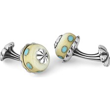 Boga Glass Beads Gümüş Kol Düğmesi