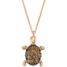 Bee Goddess Turtle Kadın Xsmall Turuncu Safir Altın Kolye