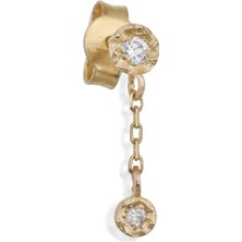 Ginza Design Jewelry Santa Rosa Pırlanta Taşlı 14 Ayar Altın Kadın Tek Küpe