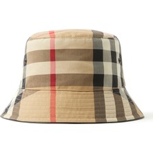 Burberry Exaggerated Bej Pamuk Erkek Bucket Şapka