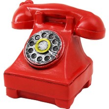 Masa Dostu Kırmızı Ankesörlü Telefon Biblosu - Vintage Tasarım - Reçine Süs Eşyası