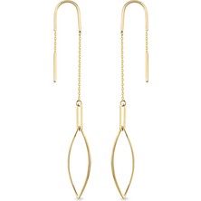 Orena Jewelry Sallantılı Oval 14 Ayar Kadın Altın Küpe