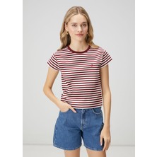  club beyaz bordo çizgili t-shirt