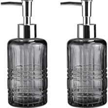 Empressco Banyo Seti Cam Sivi Sabunluk 2 Adet,kristal Desenli Gri 300ML 6,8X17,6CM