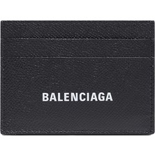 Balenciaga Siyah Beyaz Logo Detaylı Erkek Deri Kartlık