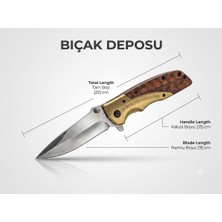 Bıçak Deposu Kazılık Özel Seri Desenli Ahşap Kabza Katlanabilir Çakı Kamp Avcı Bıçağı