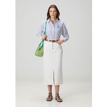 Lauren Ralph Lauren Beyaz Midi Denim Etek