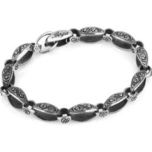 Boga Engraved Loop Chain Erkek Gümüş Bileklik