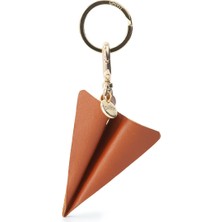 Chivit Origami Uçak Figürlü Konyak Deri Charm Unisex Anahtarlık
