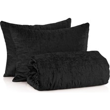 Rumija Home Luxury Siyah Ipek Kadife Yatak Örtüsü – Çift Kişilik 150X300 cm