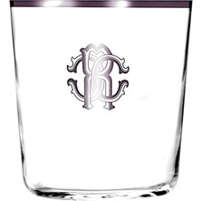 Roberto Cavalli Monogram Platin Dekorlu Kristal Su ve Meşrubat Bardağı