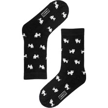 Fundaze Schnauzer Desenli Siyah Bambu Unisex Çorap