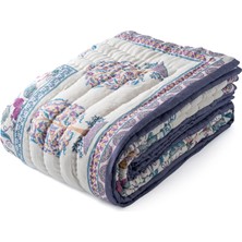 Uniqlooms Roots Lila Pamuklu El Yapımı Battal Boy Yatak Örtüsü 230 x 260 cm