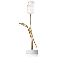Tulip Battery Beyaz Gold Alüminyum Masa Lambası