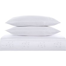 Qua Home Grace Beyaz Pamuk Perkal Nakışlı ve Ajurlu Çift Kişilik Nevresim Seti 200 x 220 cm