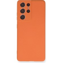 Bezos Galaxy S21 Ultra Kılıf Nano Içi Kadife Silikon - Turuncu