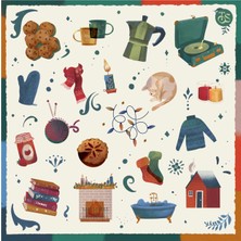 To's With Us Hygge Warm Renkli Baskılı Yün Kadın Şal