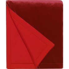 Alpaq Studio Kırmızı Kadife Throw Battaniye Koltuk Örtüsü 140 x 170 cm