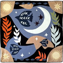 Folie Living In The Eye Of The Moon Renkli Baskılı Ipek Kadın Fular 55 cm