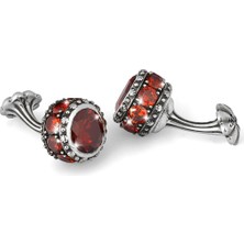 Boga Flt Sphere Zircon Bordo Gümüş Kol Düğmesi