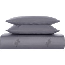 Qua Home Carmen Gri 300 Tc Pamuk Saten Nakışlı Çift Kişilik Nevresim Seti 200 x 220 cm