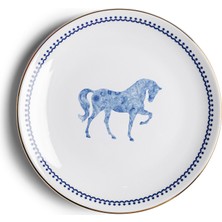 Some Home İstanbul Horse Luck Collection Blue At Figürlü Porselen Tatlı Tabağı 17 cm