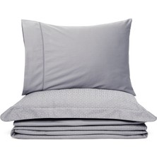 Halsa Boras Antrasit ‘h’ Monogram Jakarlı Organik Pamuk Saten Çift Kişilik Nevresim Takımı 200×220 cm